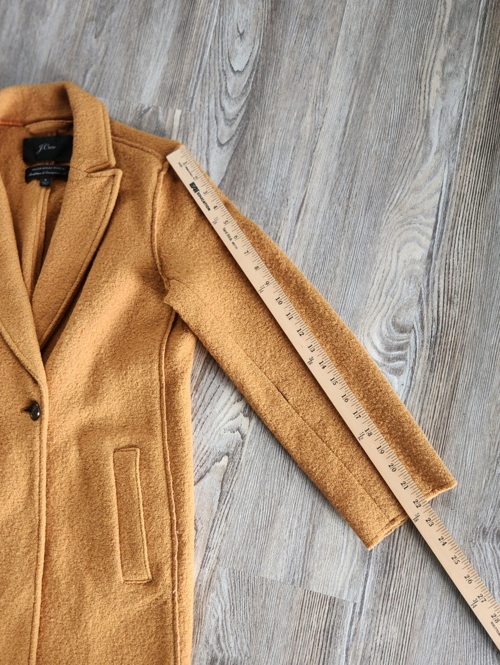 J Crew Italian Boiled Wool Musturd Yellow Coat Womens 8 Collared Single Breast - Picture 13 of 13